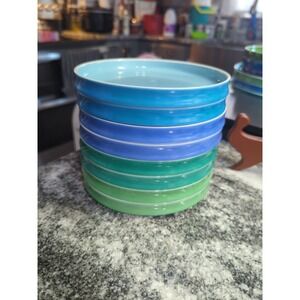 8 Vintage Block Chromatics  Modernist Geometric Bread & Butter Plates Germany